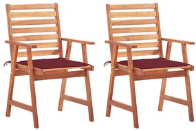 Cadeiras de jantar p/ jardim 2 pcs c/ almofadões acácia maciça