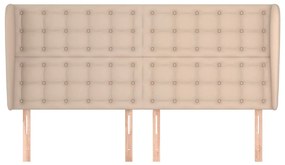 Cabeceira cama c/ abas couro artif. 163x23x118/128cm cappuccino