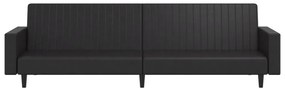 Sofá-cama de 2 lugares couro artificial preto
