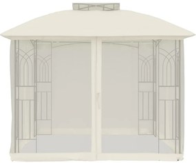 Gazebo c/ teto duplo/paredes de malha 2,94x2,94 m aço creme