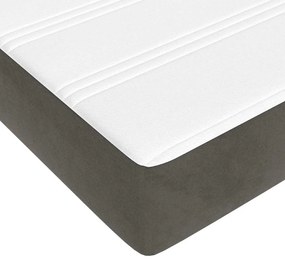 Colchão de molas ensacadas 120x220x20 cm veludo cinza-escuro