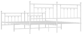 Estrutura de cama com cabeceira e pés 200x200 cm metal branco