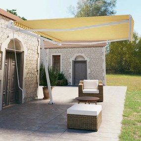 vidaXL Toldo retrátil manual independente 450x350 cm amarelo e branco