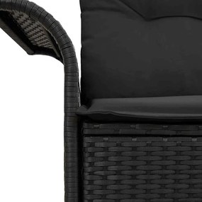 Sofá de Jardim de 2 Lugares com Armazenamento e Almofadas Preto de Pol