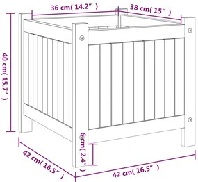Vaso/floreira de jardim com forro 42x42x40 cm acácia maciça