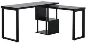 HOMCOM Secretária em Forma L Mesa para Computador Giratória 360 Graus com Múltiplas Formas Prateleiras e Grande Espaço de Armazenamento 220x55x79cm Preto