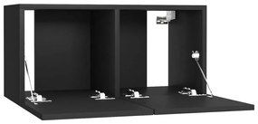 Móveis de TV 4 pcs 60x30x30 cm contraplacado preto