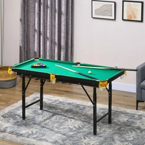 Mesa de Bilhar para crianças Dobrável 140 cm com Altura Ajustável, 16 Bolas, 2 Tacos, 2 Giz, Triângulo e Escova, Verde