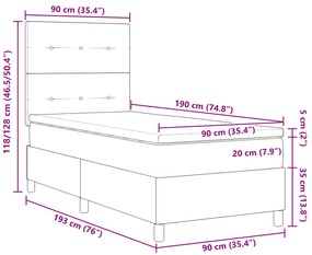 Cama Box Spring com Colchão Azul Escuro Solteiro Veludo
