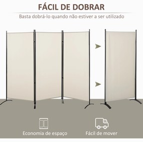 HOMCOM Biombo de 3 Paineis Separador de Ambientes Dobrável 253x50x182