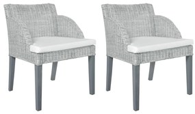vidaXL Cadeiras de jantar com almofadões 2 pcs vime natural cinzento