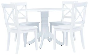 vidaXL 5 pcs conjunto de jantar madeira seringueira maciça branco