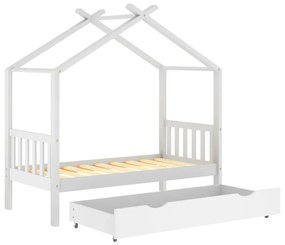 Cama para crianças c/ gaveta 80x160 cm pinho maciço branco