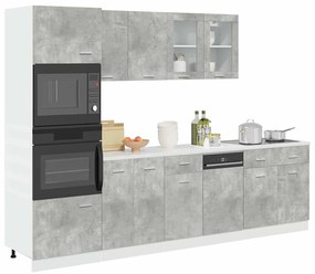 vidaXL 7 pcs conj. de armários de cozinha “Lyon” cinza cimento