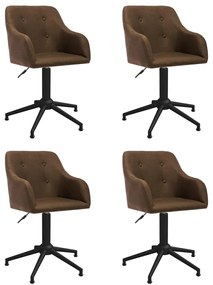 vidaXL Cadeiras de jantar giratórias 4 pcs tecido castanho