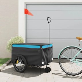 vidaXL Reboque para bicicleta 45 kg ferro preto e azul