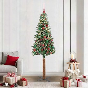 vidaXL Árvore de Natal Slim com 300 LEDs com suporte Verde 210 cm