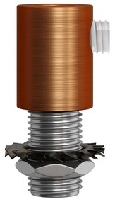 Brushed copper finish metal round strain relief clamp provided with threaded tube nut and washer.