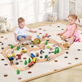 Mesa de atividades tudo em um para crianças com conjunto de comboio de 75 peças 79 x 57 x 39,5 cm