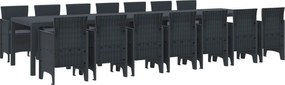 vidaXL Conjunto de Jantar para Jardim com Almofadas 15 pcs Antracite