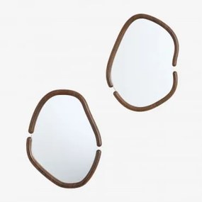 Conjunto De 2 Espelhos De Parede Irregulares Em Mdf Vixidel Madeira Escura - Sklum