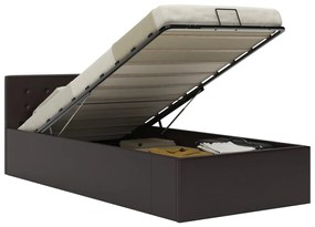 vidaXL Cama hidráulica c/ arrumação 90x200cm couro artificial cinza