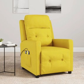 vidaXL Poltrona elétrica de massagens tecido amarelo