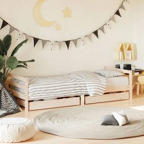 834447 vidaXL Estrutura de cama infantil c/ gavetas 90x190 cm pinho maciço