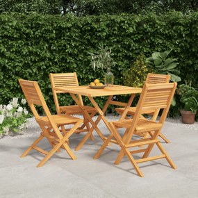 vidaXL 5 pcs conjunto de jantar p/ jardim madeira de teca maciça