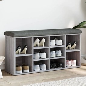 vidaXL Banco sapateira 102x32x50 cm derivados madeira cinzento sonoma