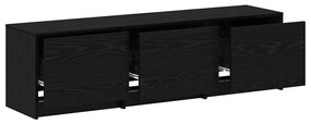 Armário de TV com LED Carvalho Preto 140x34x40 cm Madeira de Engenhari