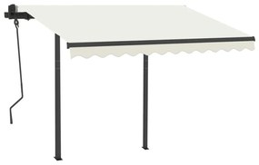 Toldo retrátil manual com postes 3x2,5 m cor creme