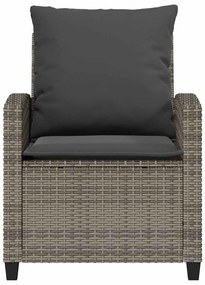 4 pcs conjunto sofás de jardim c/ almofadões vime PE cinzento