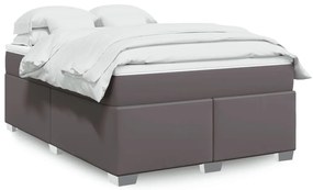 vidaXL Cama com molas/colchão 140x190 cm couro artificial cinzento