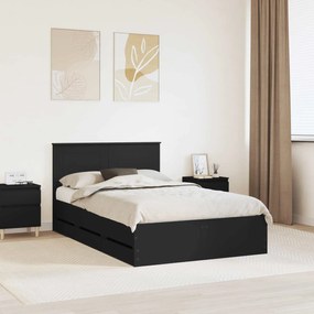 vidaXL Estrutura da Cama Preto 135 x 190 cm Madeira de Engenharia
