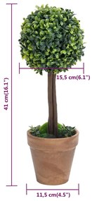 Plantas bolas de buxo artificiais c/ vasos 2 pcs 41 cm verde