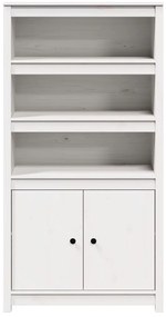Aparador alto 80x35x154 cm madeira de pinho maciça branco