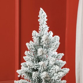 Árvore de Natal Artificial Coberta de Neve 150 cm com 317 Ramos e Suporte de Metal Árvore Natalícia para Sala Interior Verde