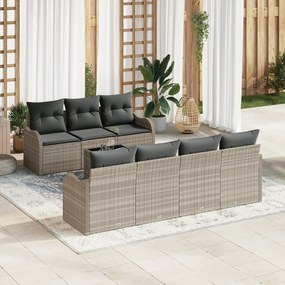 Conjunto de Sofás de Jardim vidaXL com Almofadas Cinzento-claro de Rat