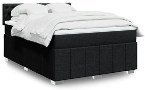 Cama com molas/colchão 140x200 cm tecido preto