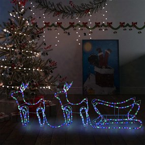 329813 vidaXL Decoração de Natal rena e trenó de exterior 576 luzes LED