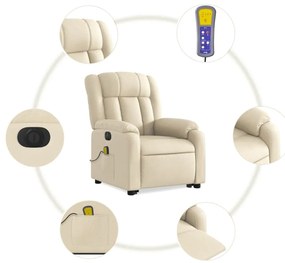 Poltrona elétrica elevatória massagens tecido creme