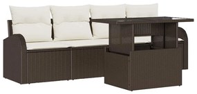 Conjunto de Sofás para Jardim vidaXL de 5 Peças com Almofadas Rattan P