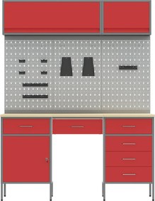 vidaXL Armário de Trabalho 8 pcs Preto Madeira de Engenharia e Aço