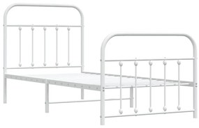 Estrutura de cama com cabeceira e pés 90x190 cm metal branco