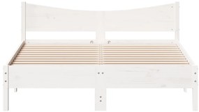 Cama sem colchão 150x200 cm madeira de pinho maciça branco