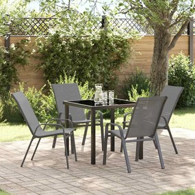 vidaXL Conjunto de Jardim com 5 Peças - Aço e Textileno Cinza