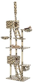 vidaXL Árvore para gatos c/postes arranhadores sisal 230-260 cm bege
