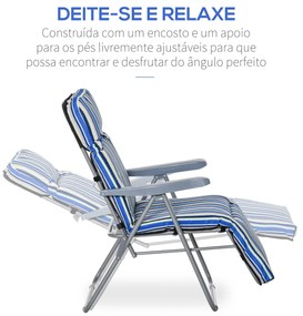 2 Espreguiçadeiras de Jardim Dobráveis Espreguiçadeiras de Aço com Alm