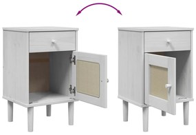Mesa de cabeceira SENJA 40x35x65 cm pinho maciço branco